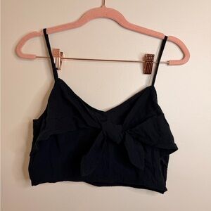 Aerie Black Bow Front Crop Top
